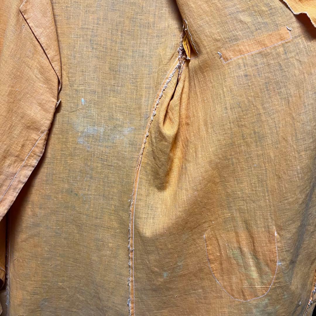 10s french vintage コットン シャツジャケット 山吹色