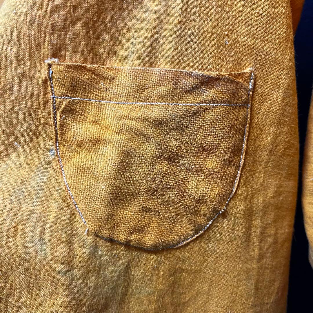 10s french vintage コットン シャツジャケット 山吹色
