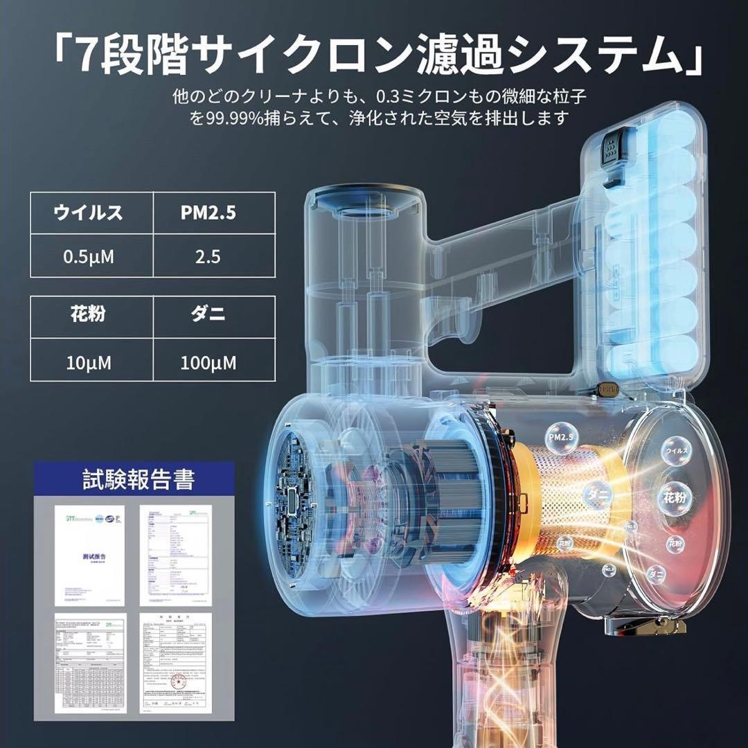 強力吸引❤️ コードレス掃除機 70kPa 自立式 AI汚れ検知 グリーンLED