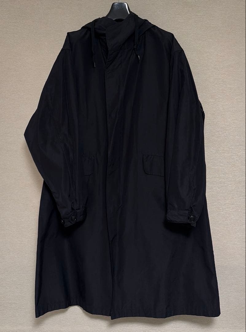 蕎*人様 COMOLI 17ss シルクフーデッドコート　navy