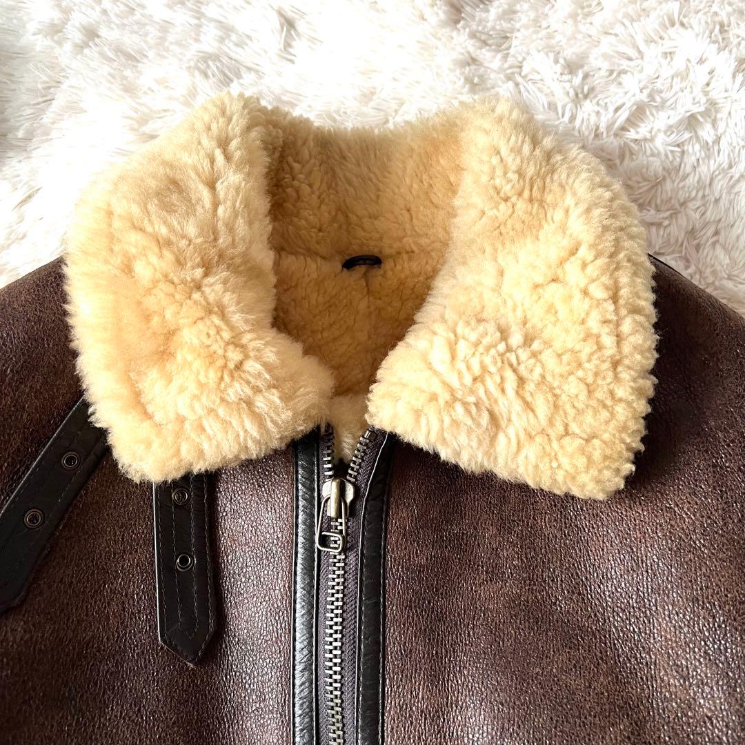 Bー3ラムレザー 本革フライトボアムートンジャケットブラウン90'00'