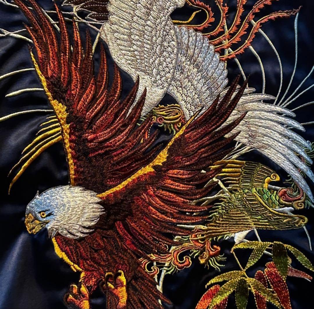 ジャックローズ　スカジャン　リバーシブル　メンズLサイズ　ブルー✖️ホワイト