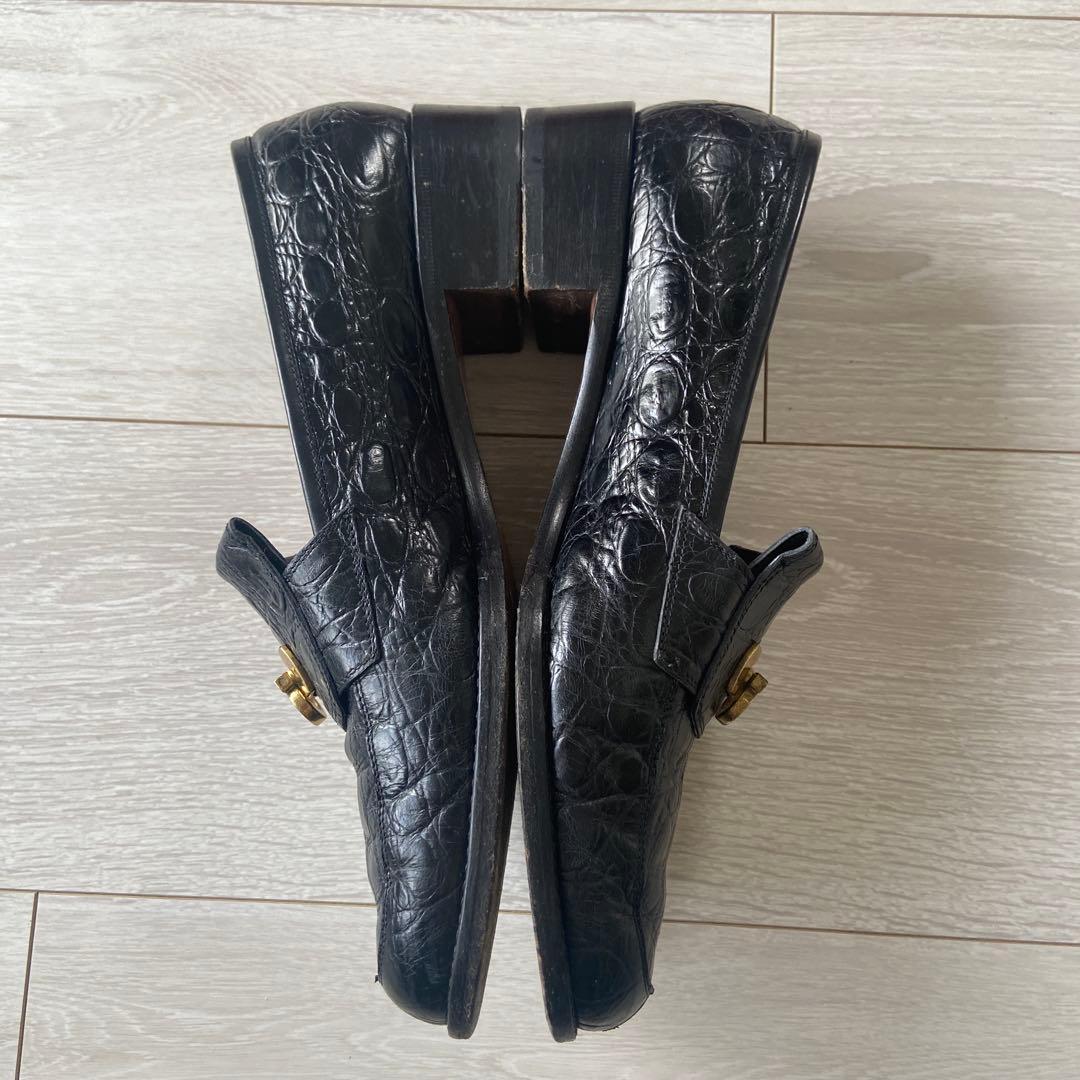 フェラガモ　ローファー　フラットシューズ　黒 ブラック　7/C 24cm