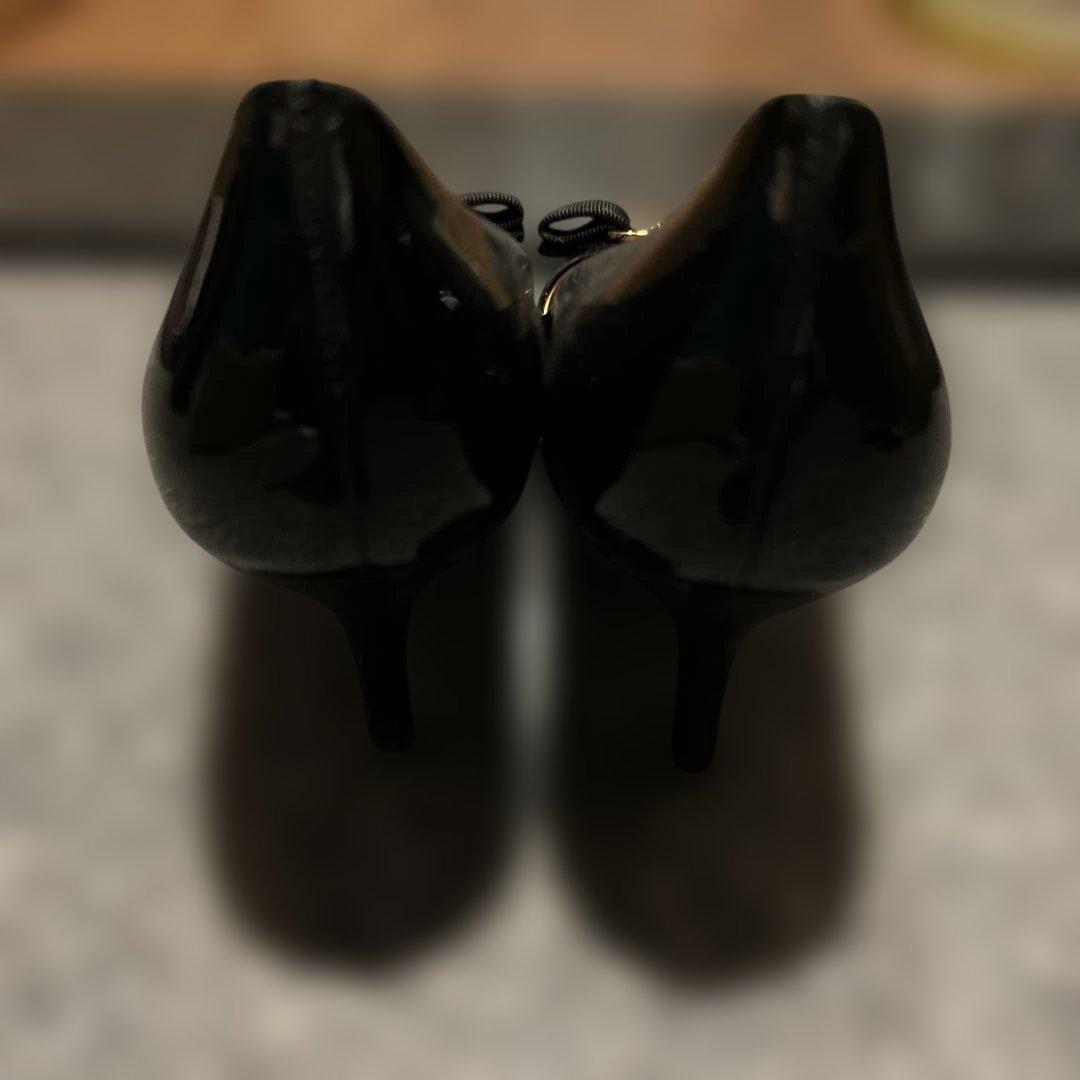 あ*し様 Ferragamo 黒 リボン付き ハイヒール