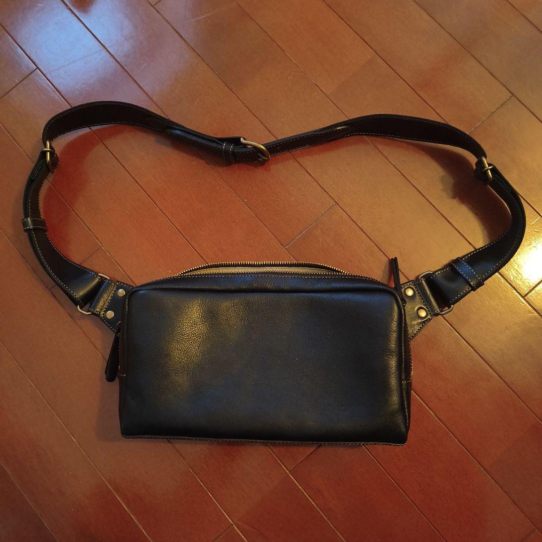 ボディバッグ メンズ 本革 アレンヌ HALEINE　黒　ブラック