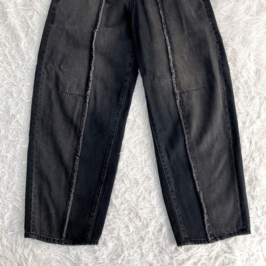 現行　ADAMETROPE' センターフリンジ　コクーンデニムパンツ　黒　34