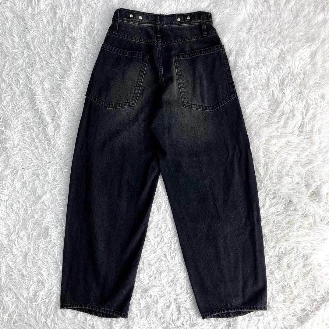 現行　ADAMETROPE' センターフリンジ　コクーンデニムパンツ　黒　34