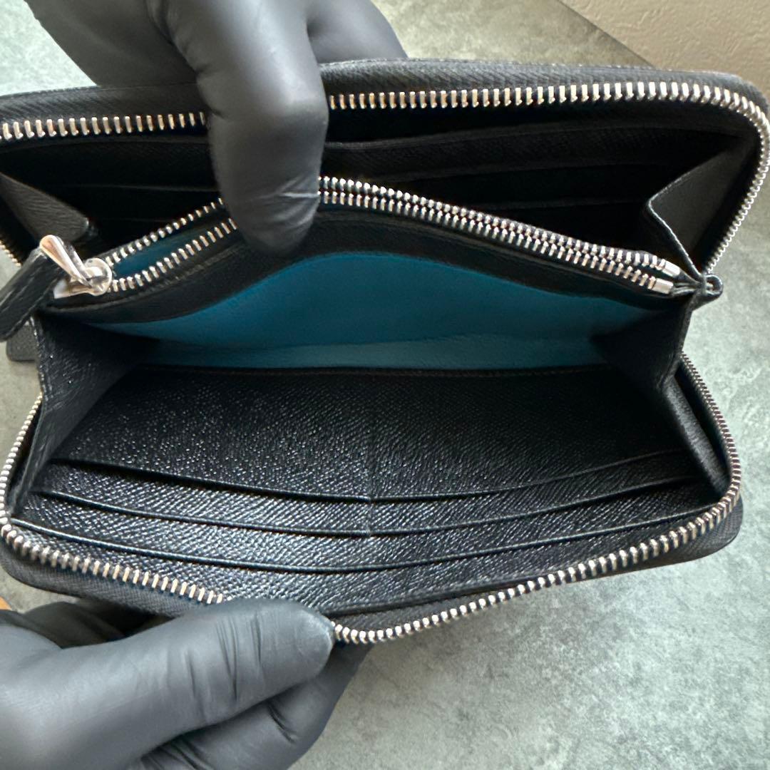 ブラックレザー長財布 ジッパー式