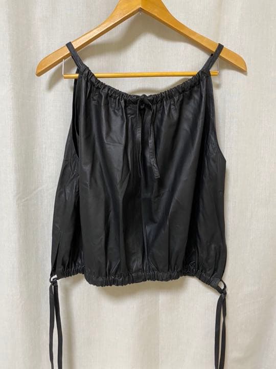 オーラリー新品LAMB LEATHER GATHEREDラムレザー キャミソール