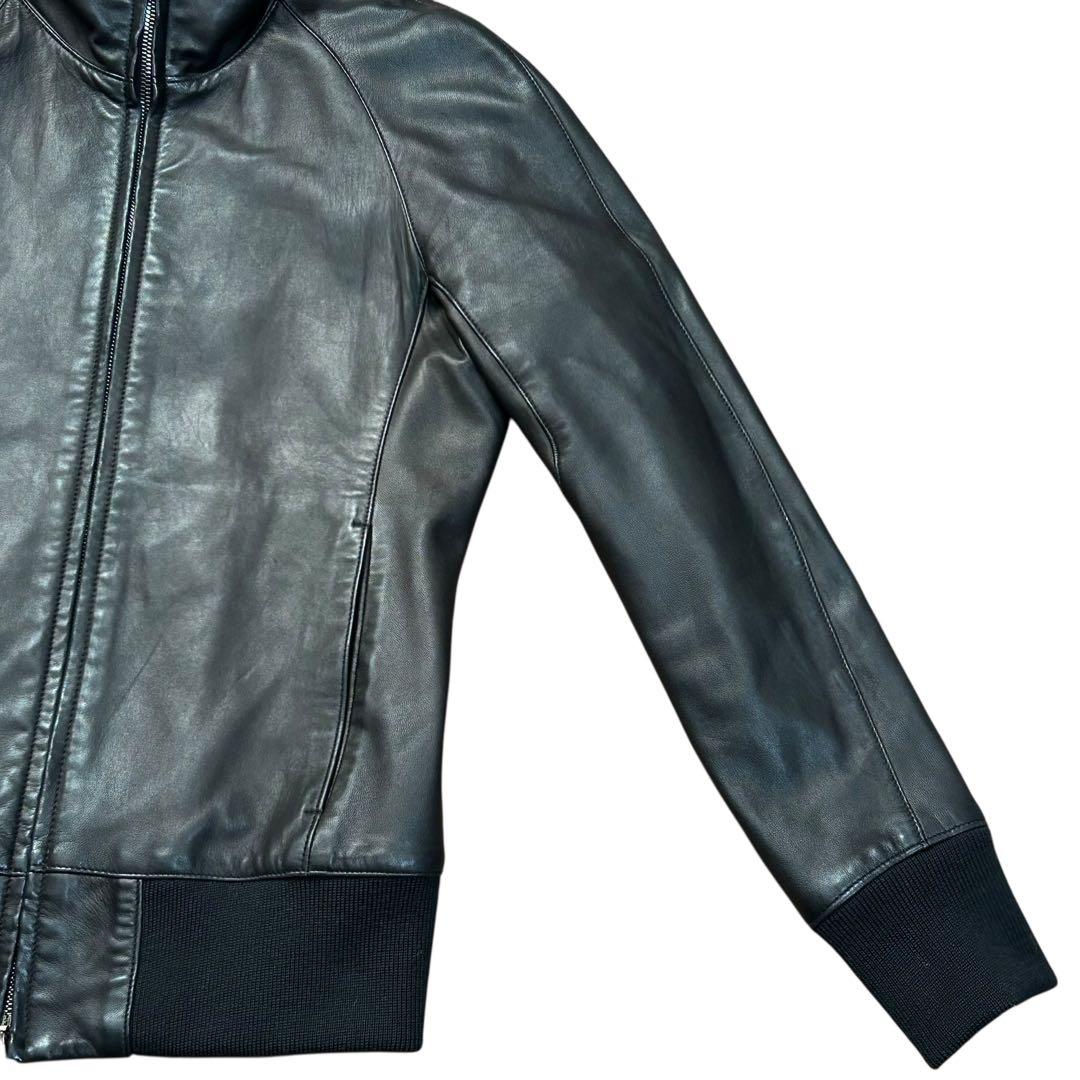 WJK ラムレザートラックジャケット ライダース 黒 S