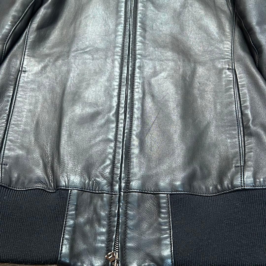 WJK ラムレザートラックジャケット ライダース 黒 S