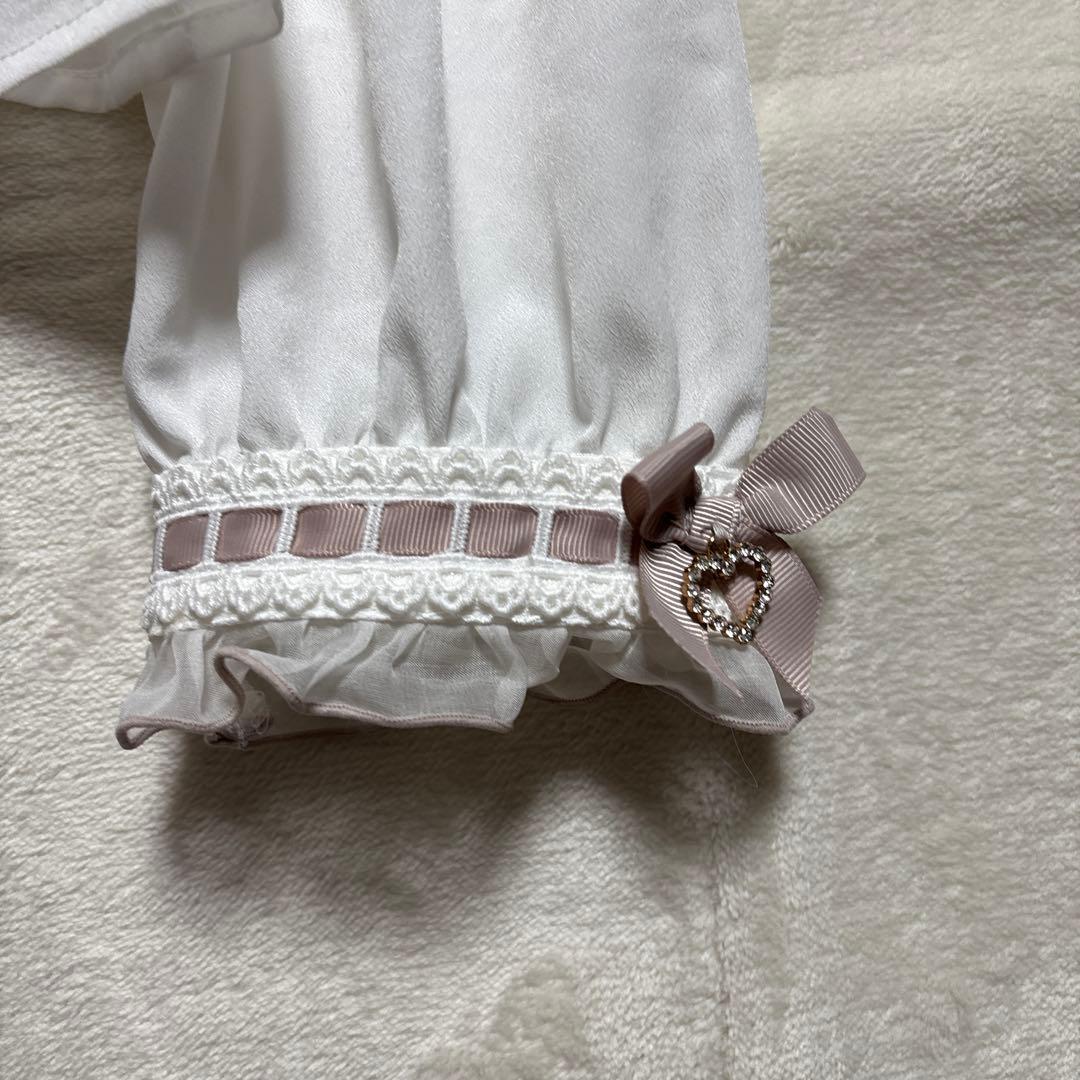 LIZLISA BIGリボンオープンショルダーブラウス Freeホワイト×ピンク