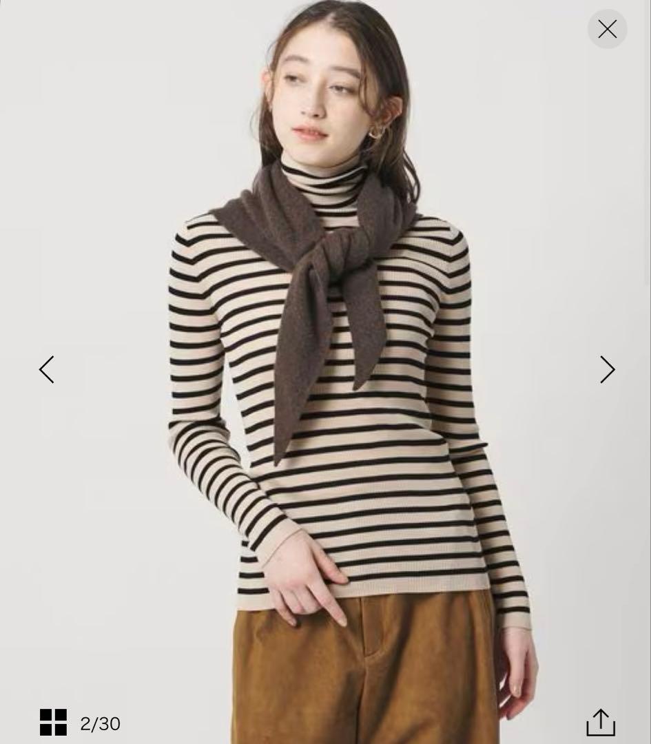 現行品　2025AW ユナイテッドアローズ　リブ ボーダー タートル ニット