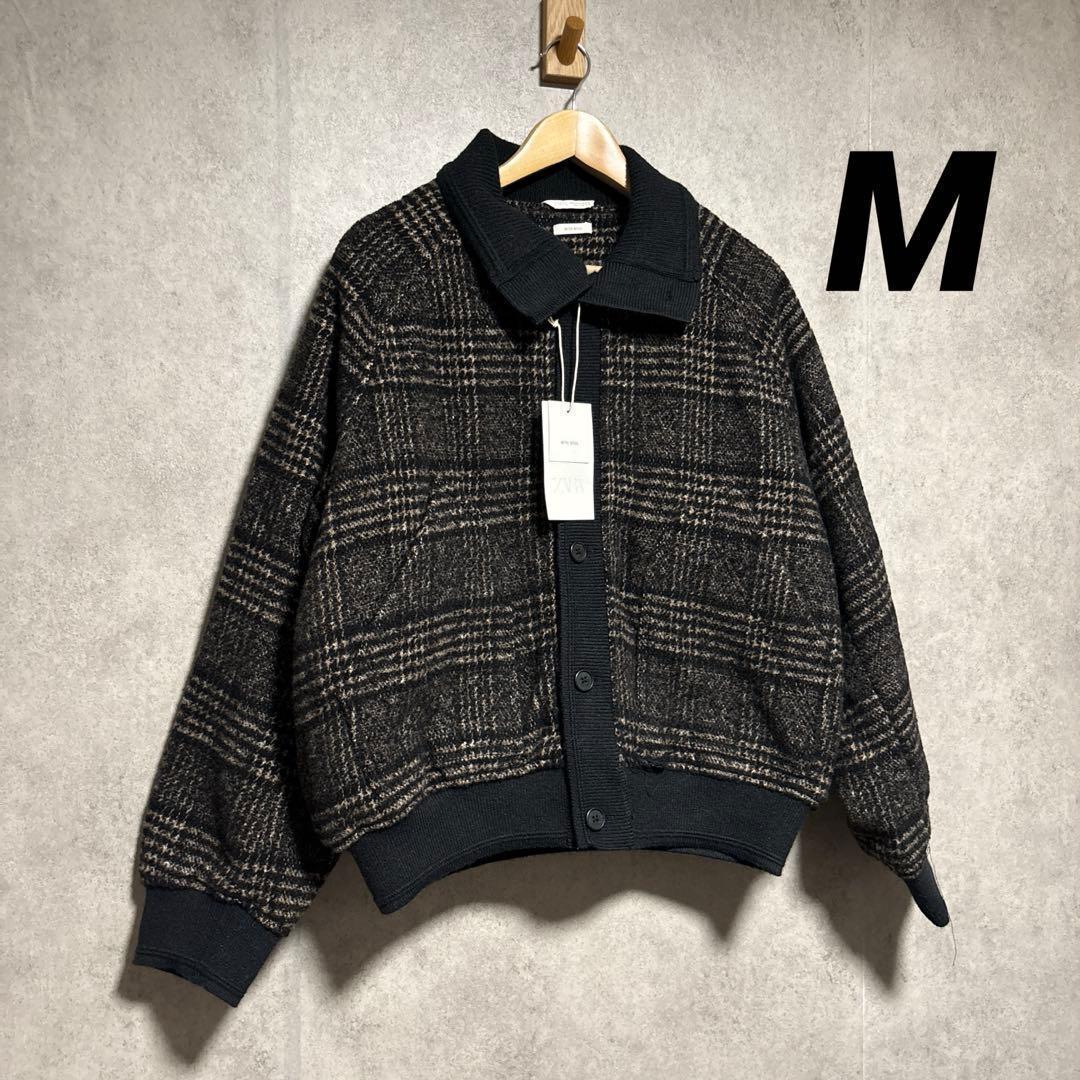 zara ザラ　リブ襟切り替えジャケット M