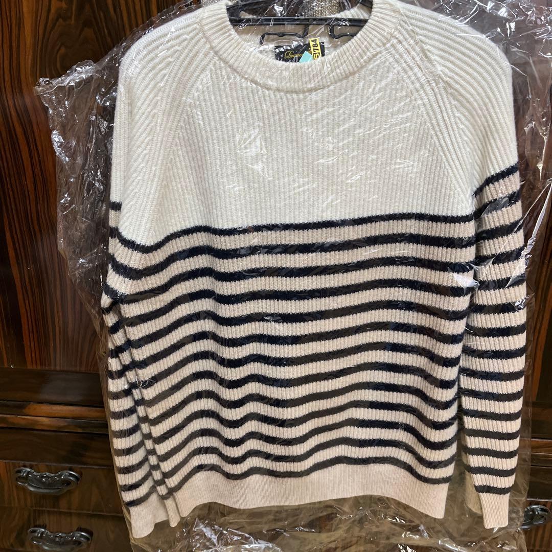 ☆*☆様 DRAWER 9Gウールカシミヤ あぜ編みボーダーニットドゥロワーbl