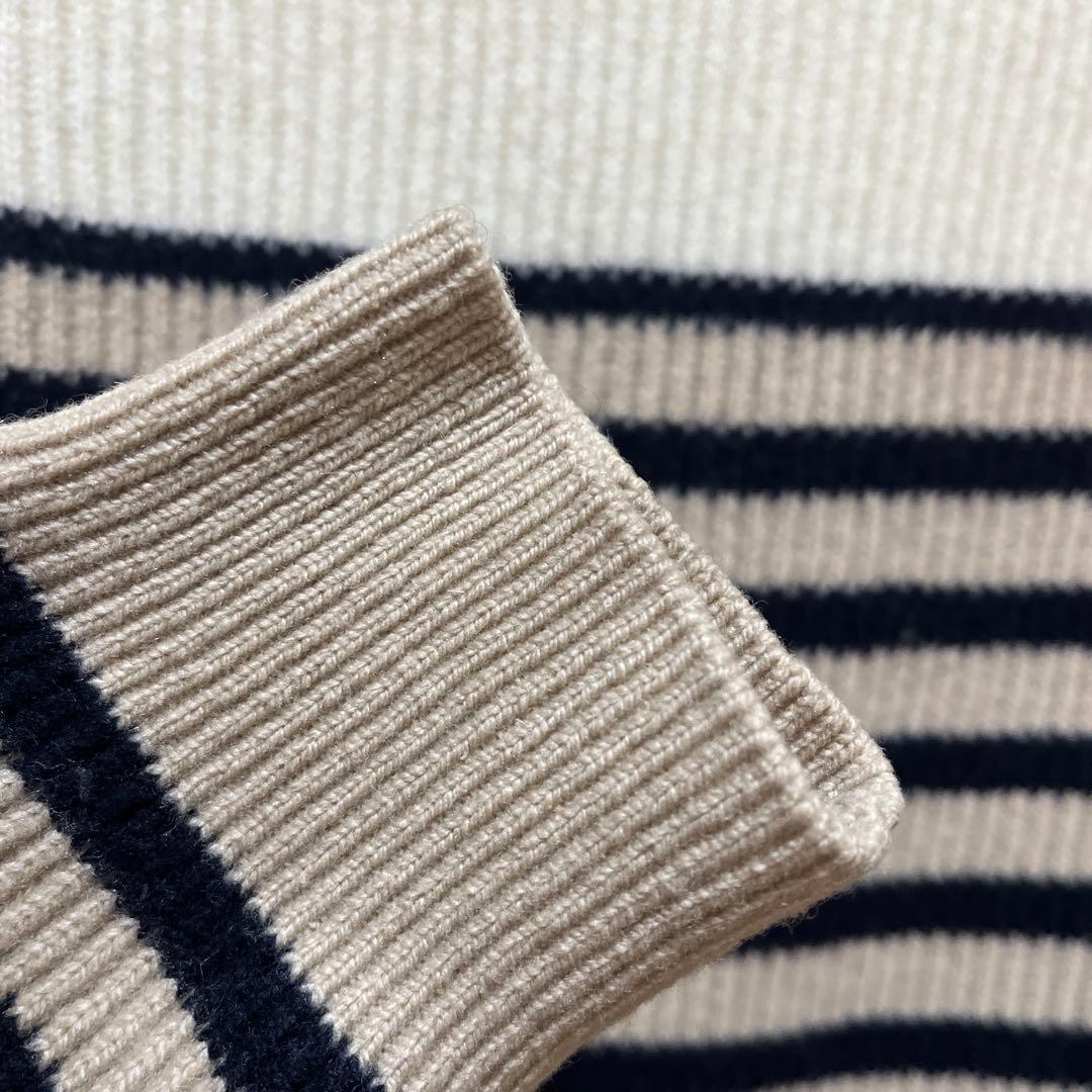 ☆*☆様 DRAWER 9Gウールカシミヤ あぜ編みボーダーニットドゥロワーbl