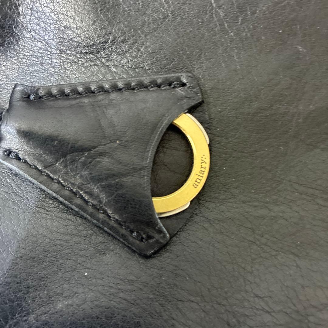 aniary ブラックレザー ショルダーバッグ