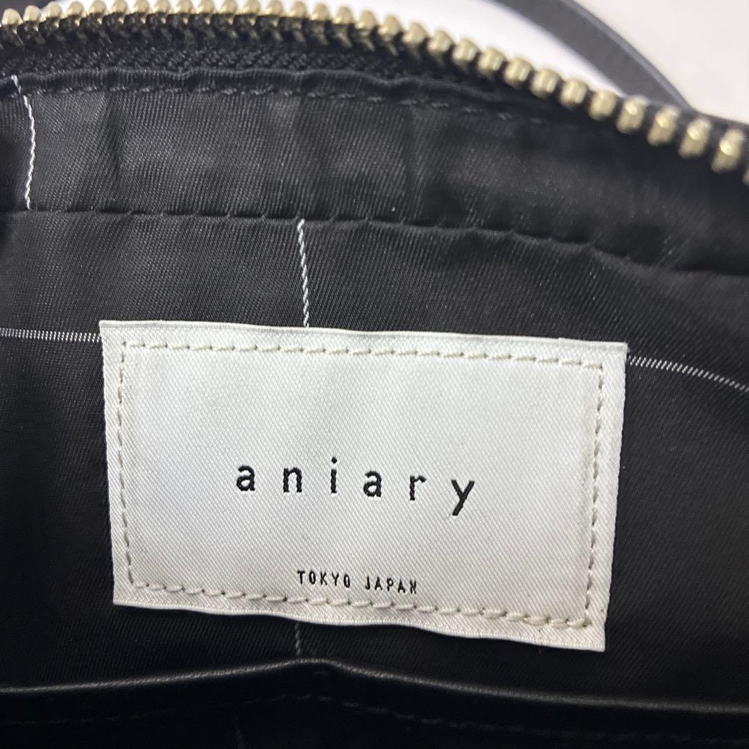 aniary ブラックレザー ショルダーバッグ