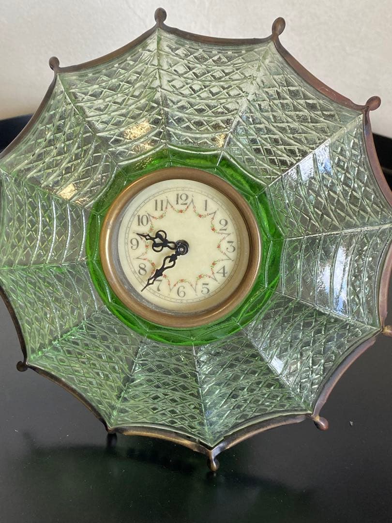 アンティーク時計　置き時計　ガラス　骨董　アンティーク　時計