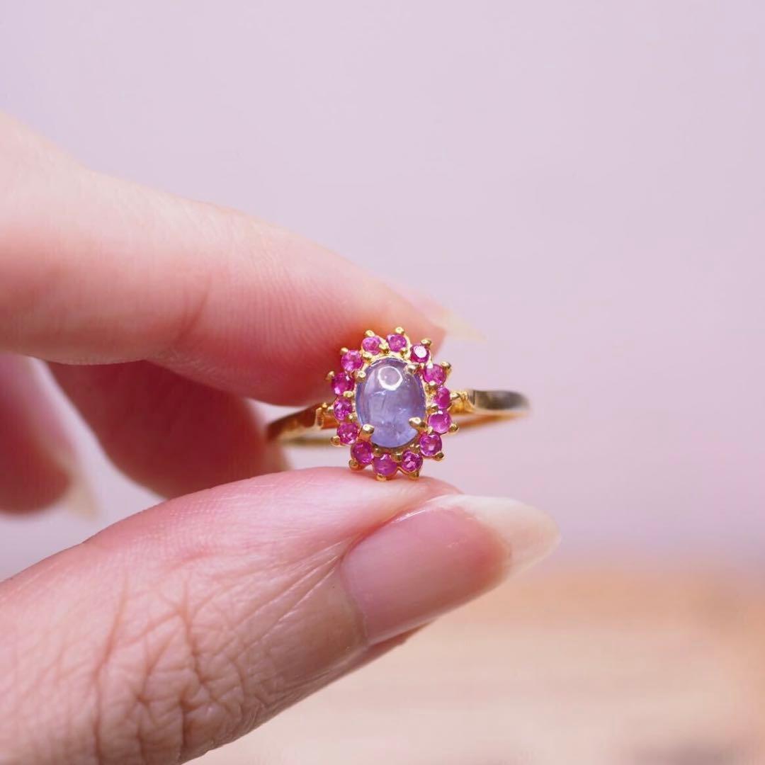 ＊K9gf 取り巻きルビー&タンザナイトリング ruby tanzanite
