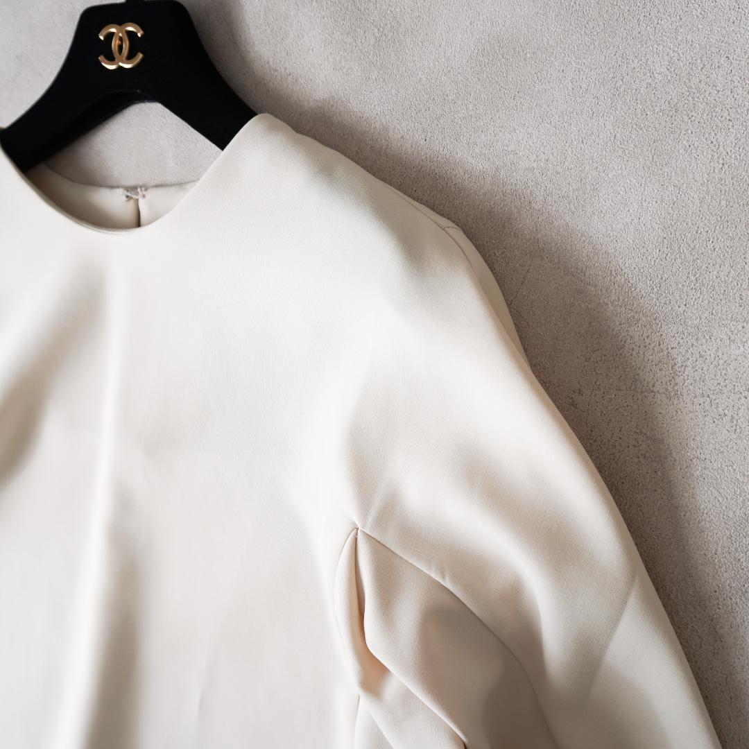 TOMORROWLAND ダブルクロス クルーネックプルオーバー ライトベージュ