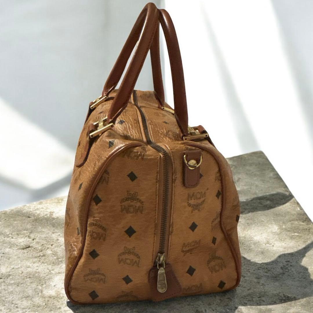 ダイヤル付き✨MCM ボストン バック ヴィセトス柄 レザー ブラウン 大容量