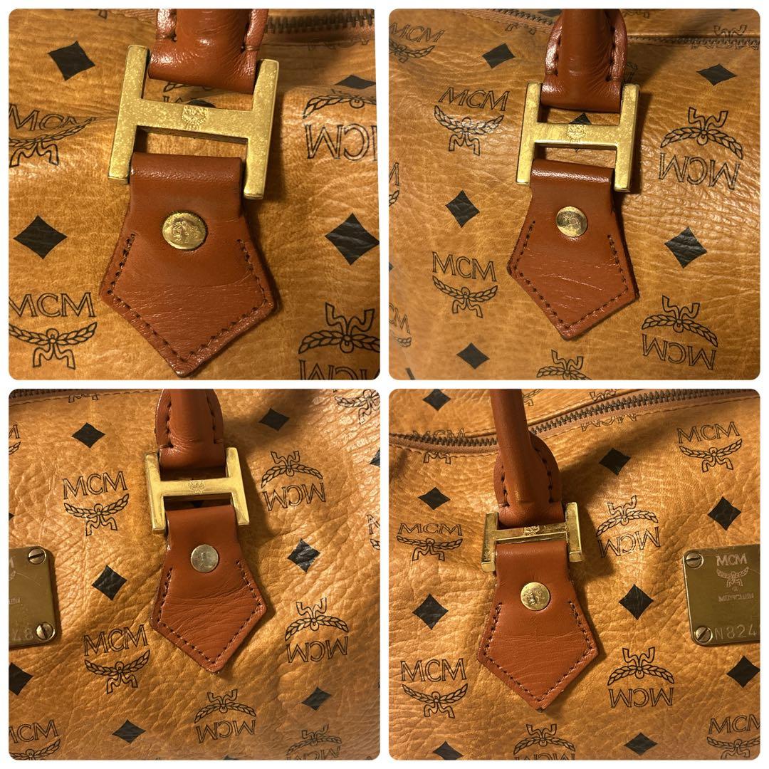 ダイヤル付き✨MCM ボストン バック ヴィセトス柄 レザー ブラウン 大容量