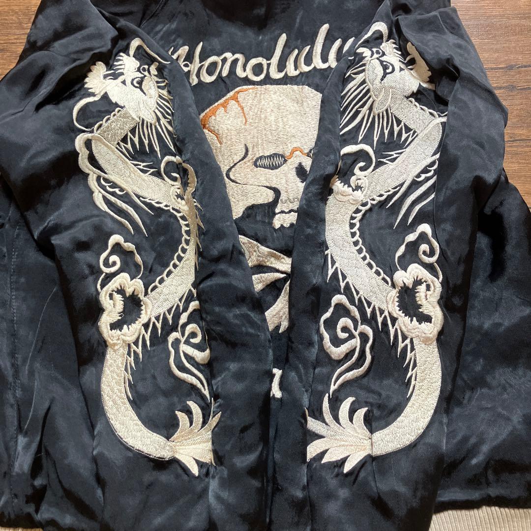 スカジャン　リバーシブル　レーヨン　ハワイ　髑髏　スカル　和柄　龍　竜