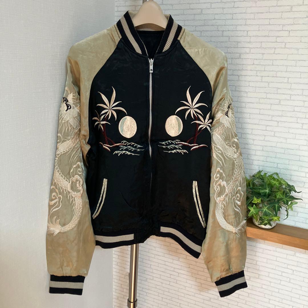 スカジャン　リバーシブル　レーヨン　ハワイ　髑髏　スカル　和柄　龍　竜