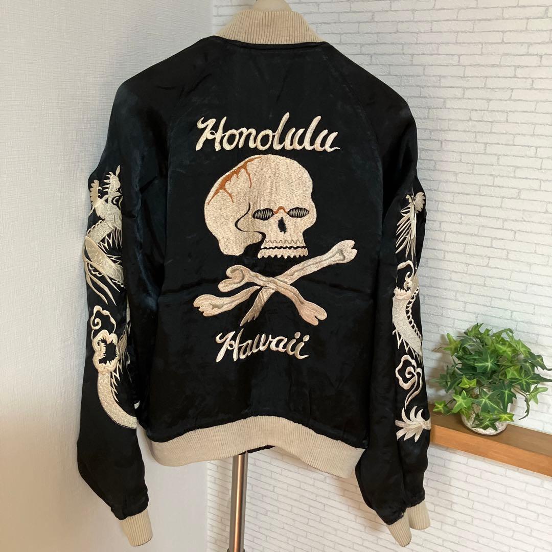 スカジャン　リバーシブル　レーヨン　ハワイ　髑髏　スカル　和柄　龍　竜