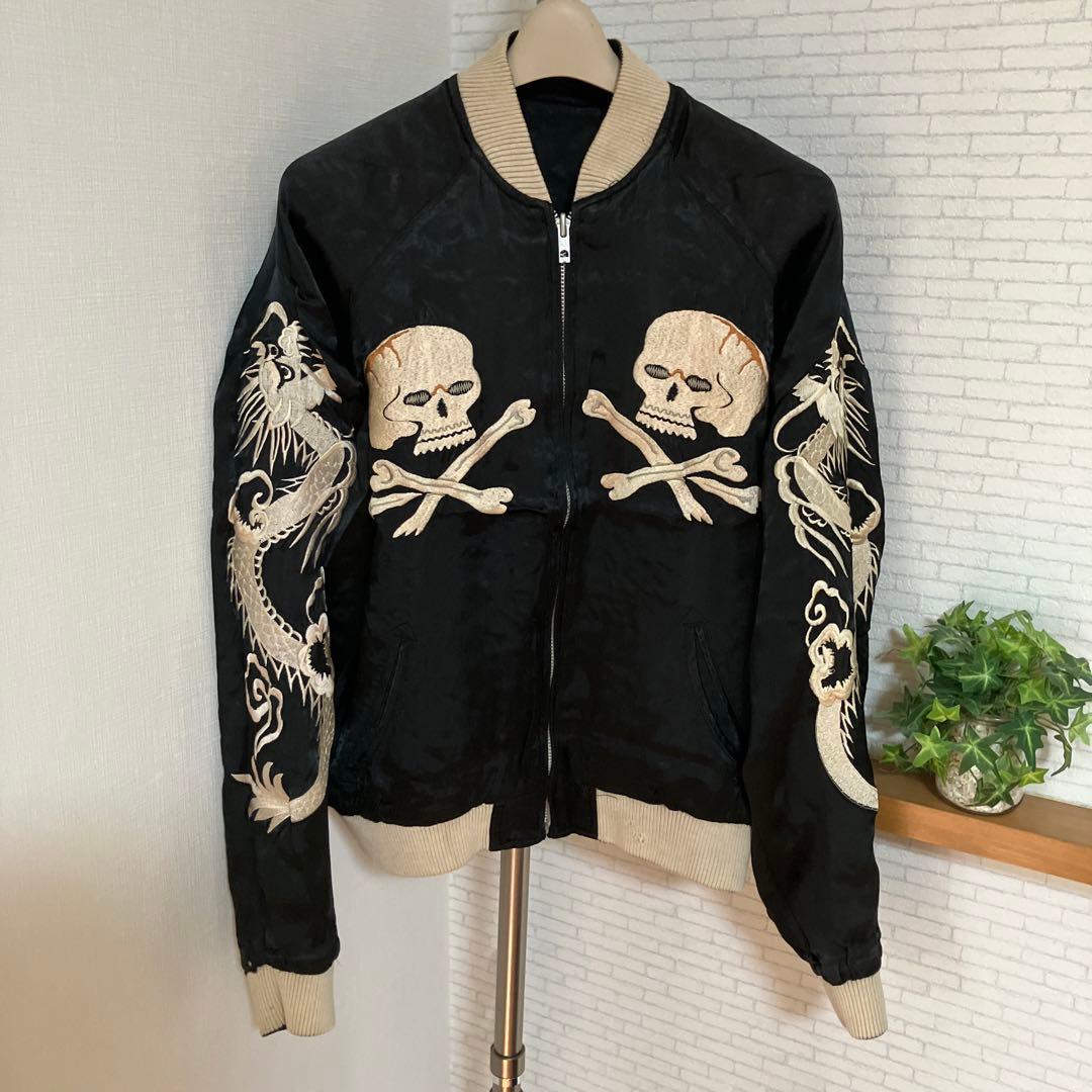 スカジャン　リバーシブル　レーヨン　ハワイ　髑髏　スカル　和柄　龍　竜