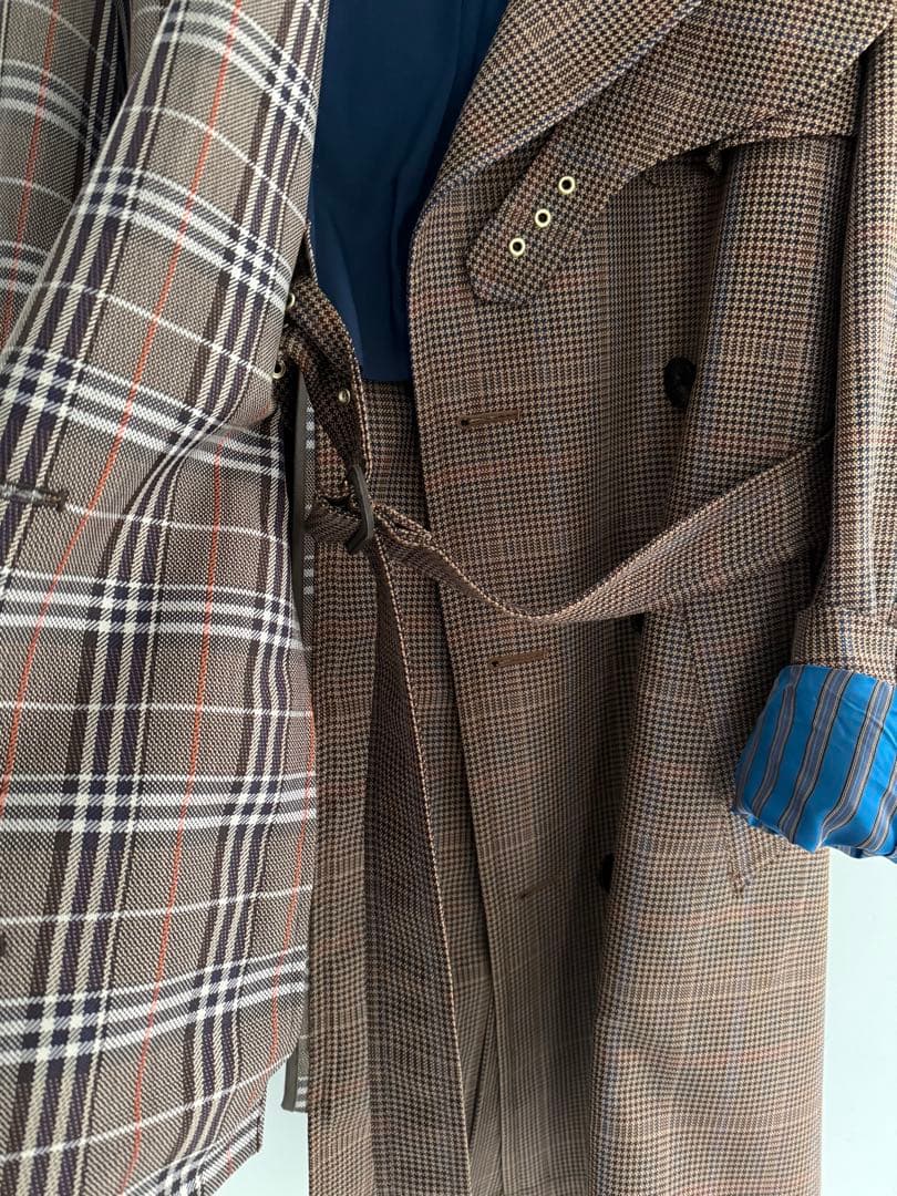 koloro チェック柄 ダブルブレストコート