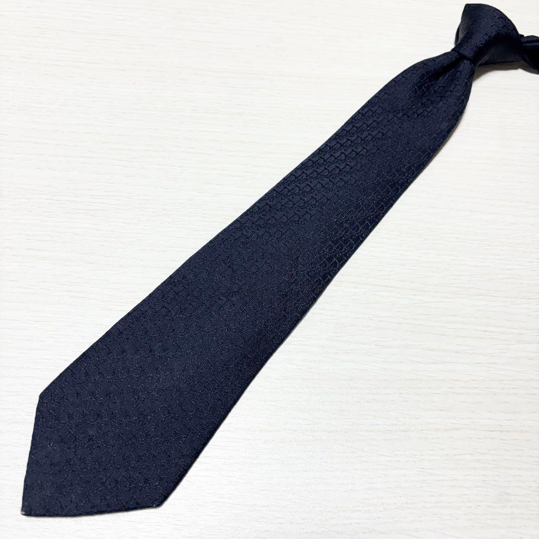 Christian Dior ディオール トロッター柄 シルクネクタイ ネイビー
