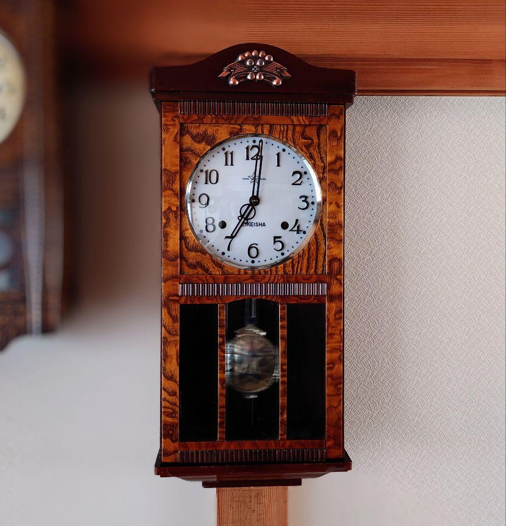 〈完動・美品〉栄計舎　本打式宮型ゼンマイ振り子時計