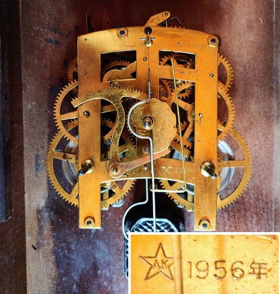 〈完動・美品〉栄計舎　本打式宮型ゼンマイ振り子時計