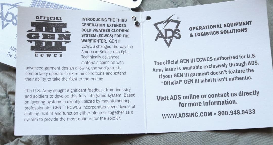 米軍 ECWCS GEN3 Level7プリマロフトパンツ XS/R