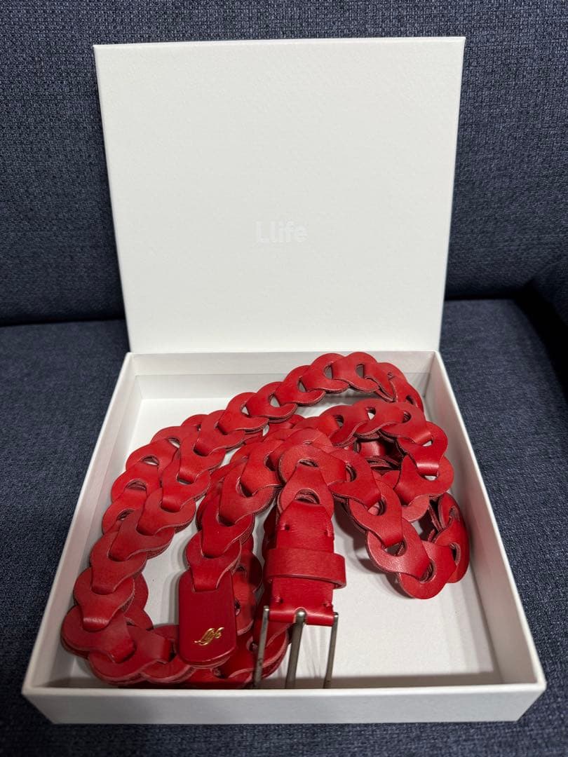 小物 LIDNM Llife LEATHER CHAIN BELT Scarlet