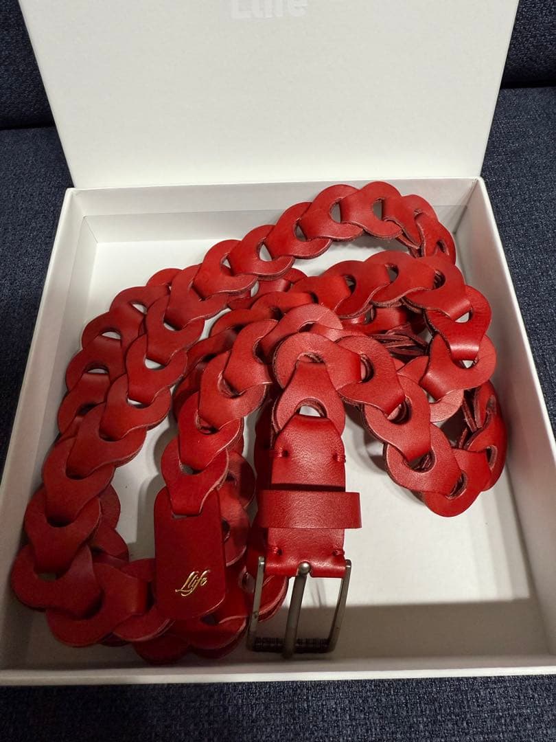 小物 LIDNM Llife LEATHER CHAIN BELT Scarlet