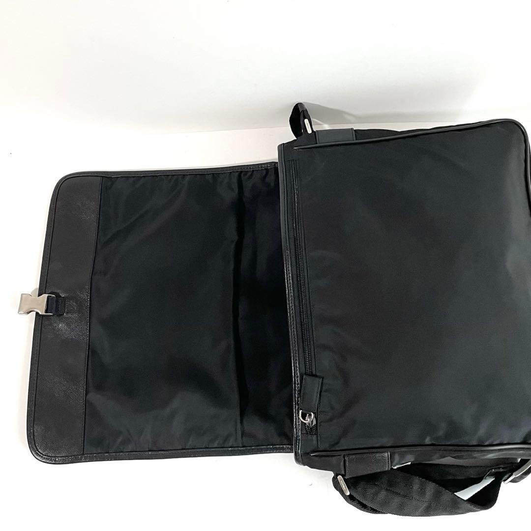 【美品】PRADA プラダ ショルダーバッグ ナイロン×サフィアーノレザー