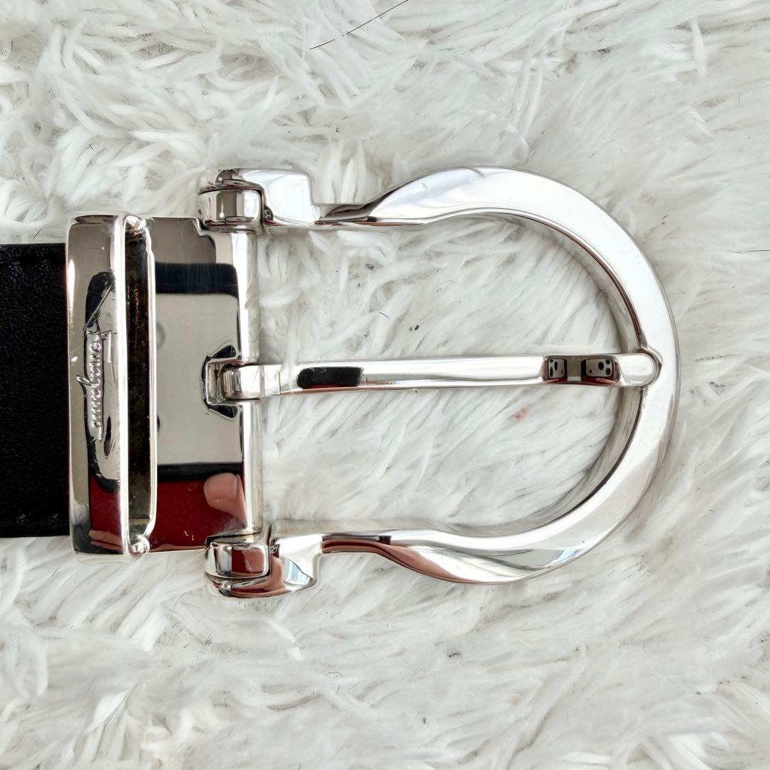 【極美品&レア】フェラガモ デカロゴ ベルト ガンチーニ ビジネス ブラック