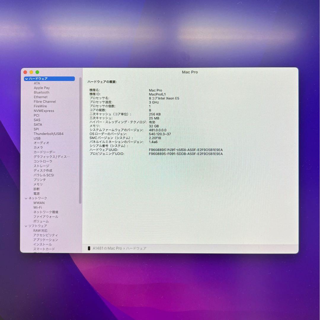 Mac Pro 2013/Monterey/D700×2/32GB/SSD1TB