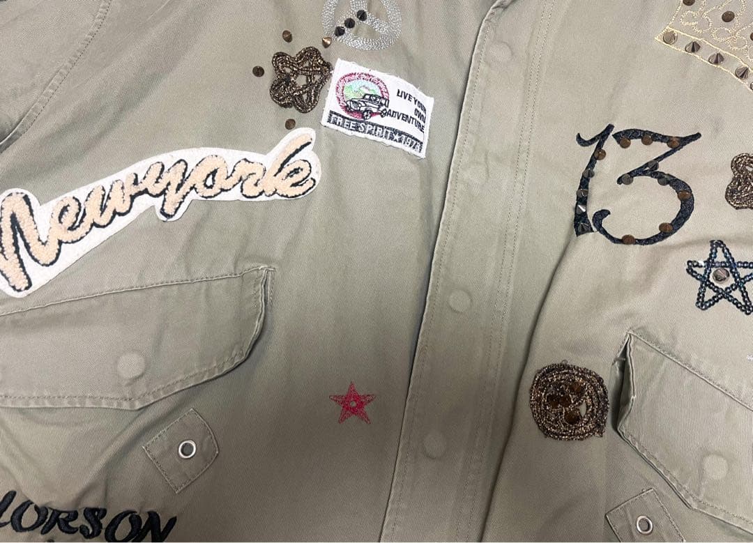 リメイクミリタリージャケット めちゃくちゃ大きいサイズ 個性的フェアリーグランジ