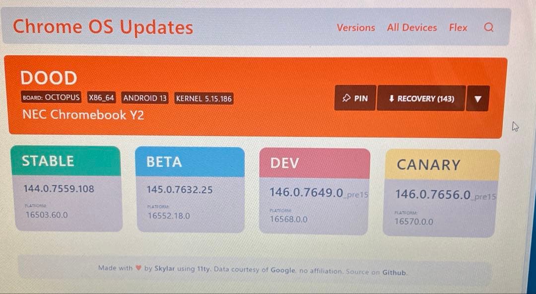 NEC Chrome book Y2 バッテリー最大容量88% 使用頻度少