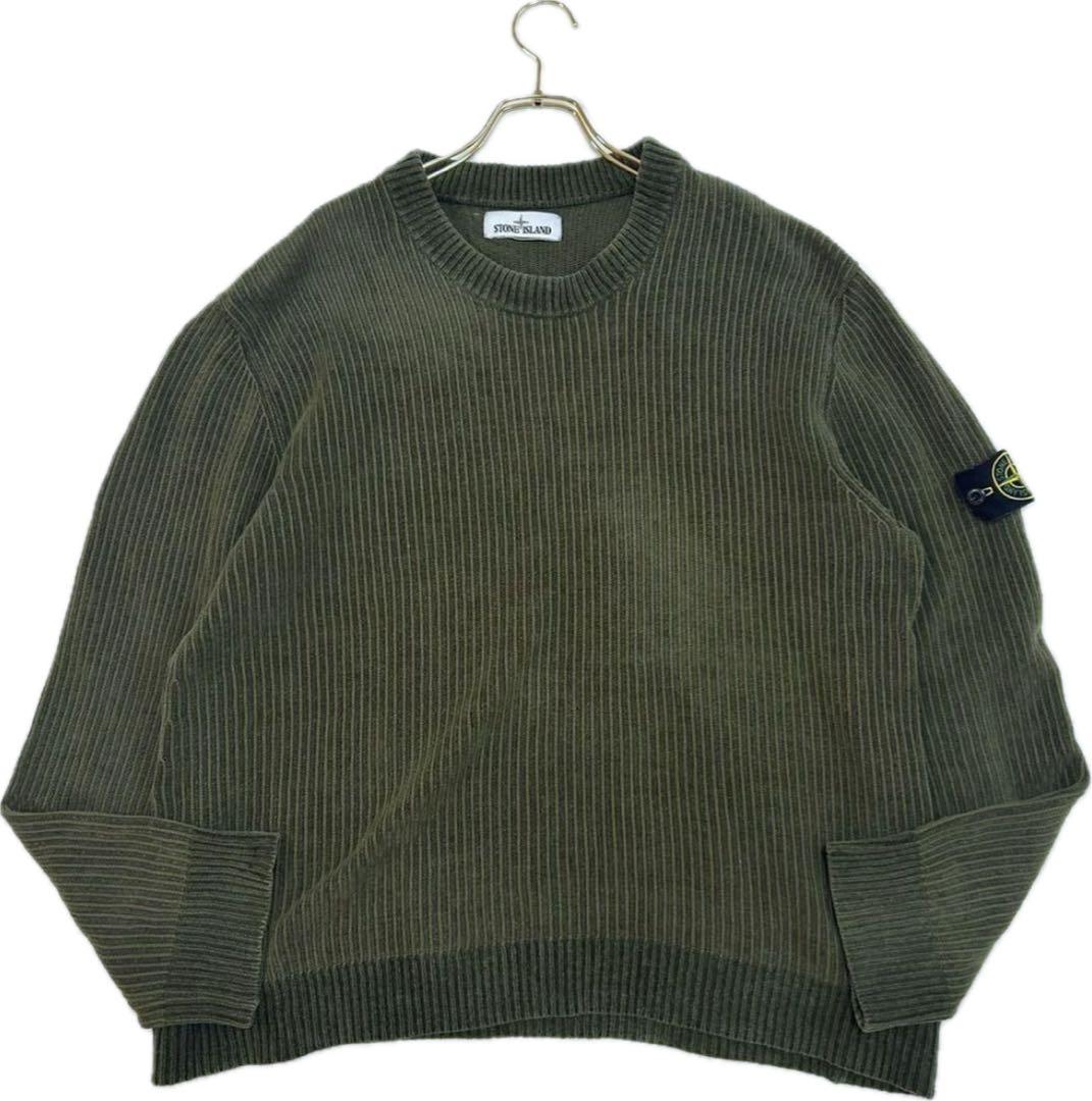 STONE  オリーブリブニットセーター