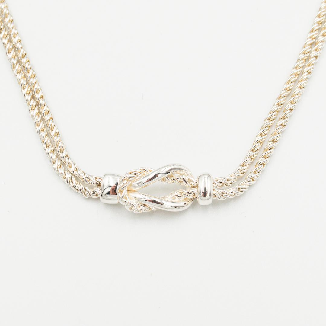 ヴィンテージ ティファニー センターノット ダブルロープ ネックレス シルバー