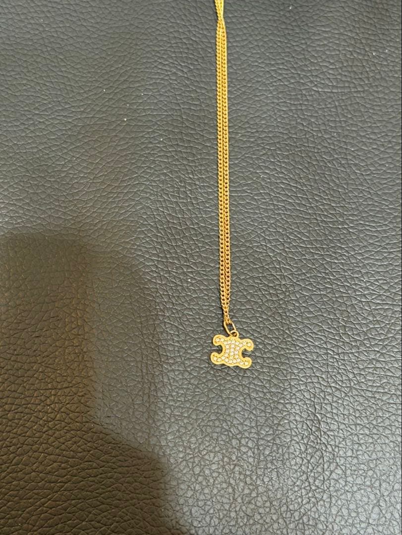 CELINE トリオンフ ラインストーン ネックレス(ゴールド) 正規品