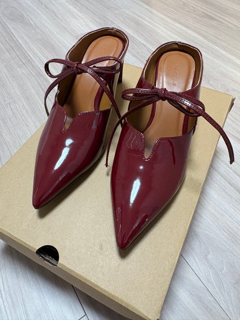 FRAY ID リボンミュールサンダル ワインレッド 36