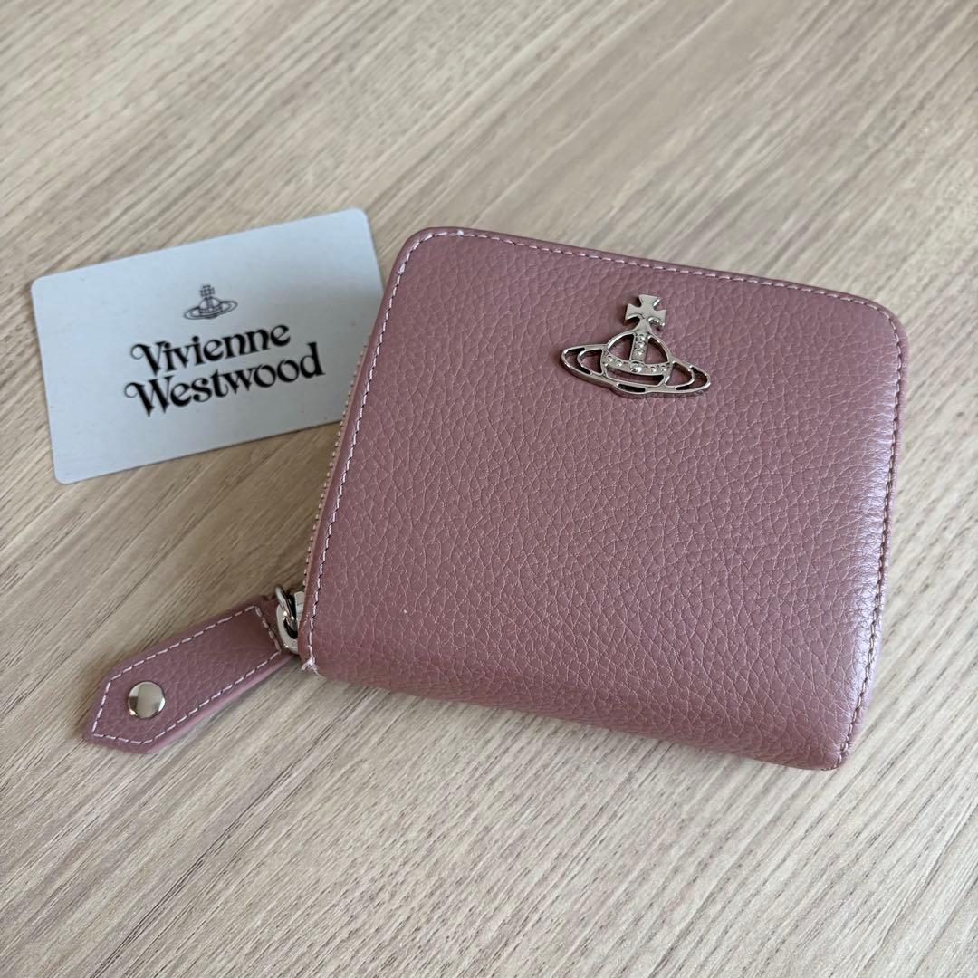 美品　ヴィヴィアンウエストウッド　二つ折り財布　くすみピンク　レディース