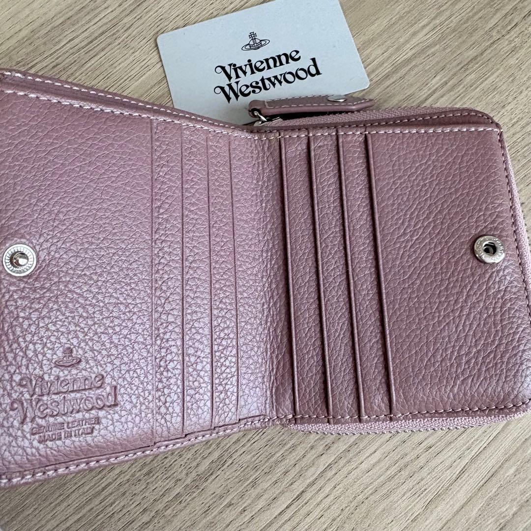 美品　ヴィヴィアンウエストウッド　二つ折り財布　くすみピンク　レディース