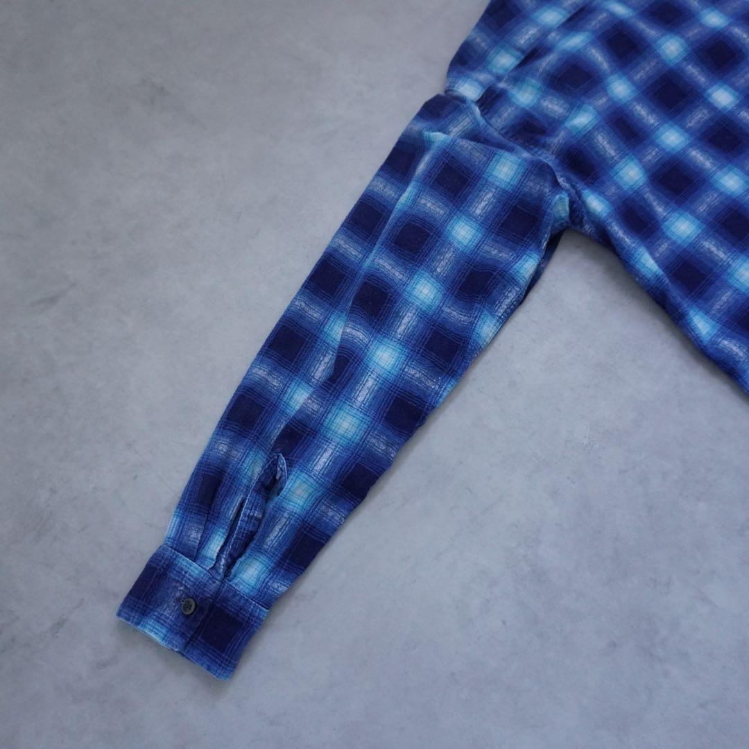 【60s】searsシアーズ プリントネルシャツ ブルー M vintage